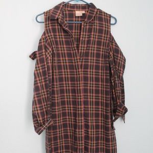 Flannel Shoulder-less dress